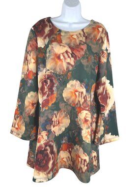 Bryn Walker Dimitri Tunic Top XL Watercolor Floral Multicolored DR-1795
